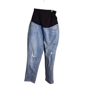 Isabel Maternity Women Jeans Sz 14 Blue Med. Wash Over the Belly Boyfriend NWOT